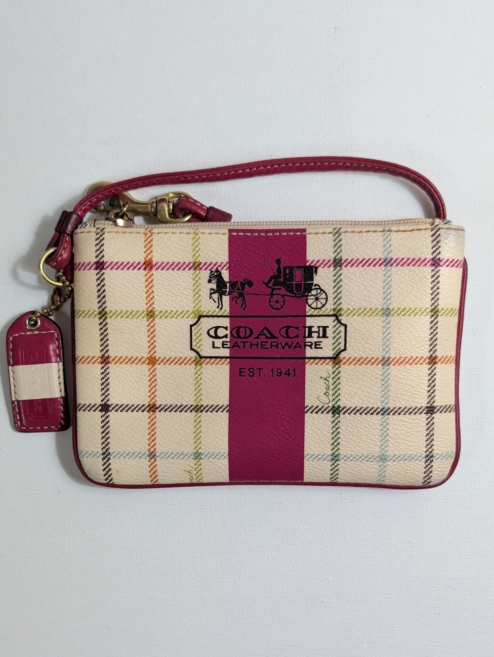 Vintage Coach Heritage Tattersall Wristlet